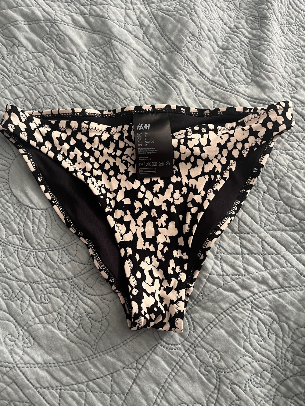 H&M Black & Cream Abstract Print Bikini Bottoms